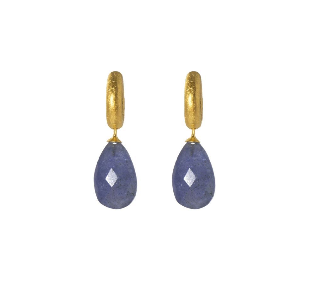 TANZANITE BRIOLETTE HUGGIE EARRINGS IN VERMEIL