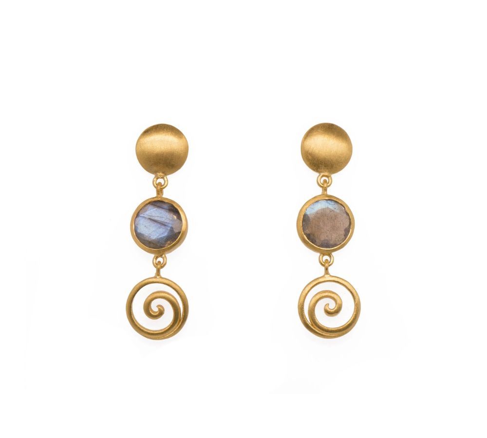 LABRADORITE SWIRL VERMEIL EARRINGS