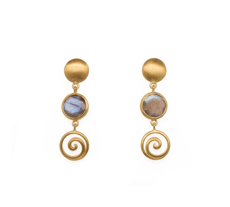 LABRADORITE SWIRL VERMEIL EARRINGS