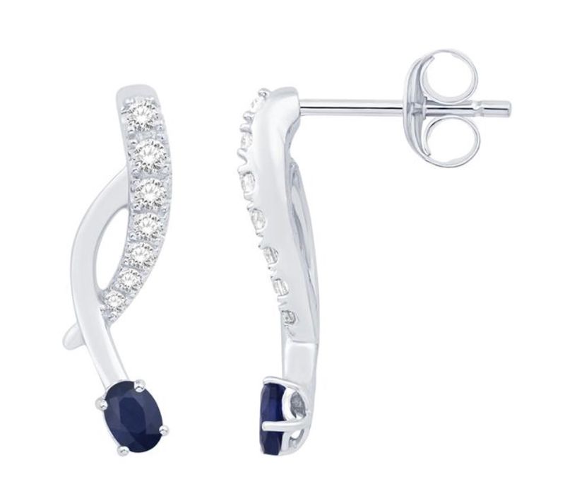 SAPPHIRE AND DIAMOND TWIST EARRINGS