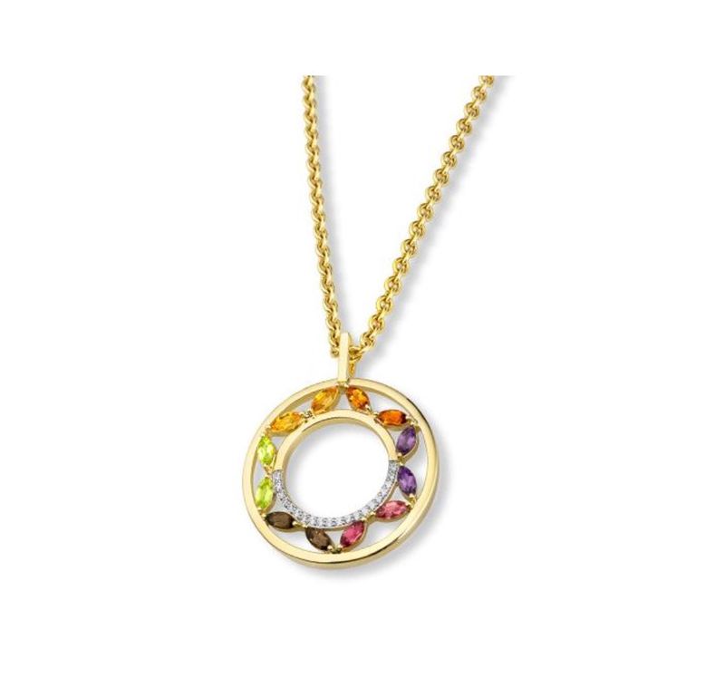 ROUND MULTI-STONE PENDANT