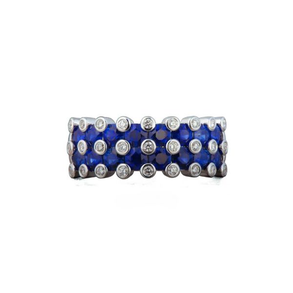 MULTI-ROW SAPPHIRE AND DIAMOND RING