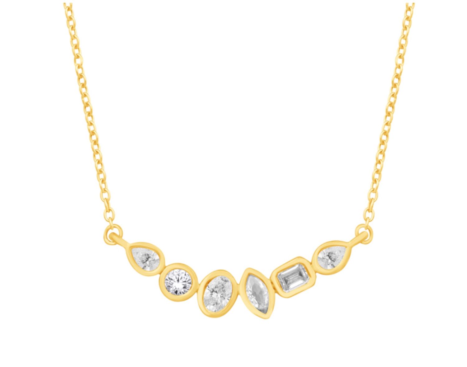 MULTI-SHAPE DIAMOND BAR NECKLACE