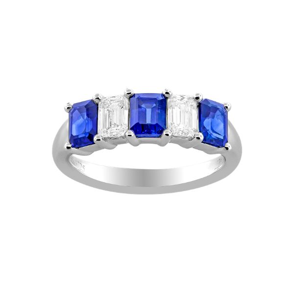 SAPPHIRE AND DIAMOND 5-STONE BAND