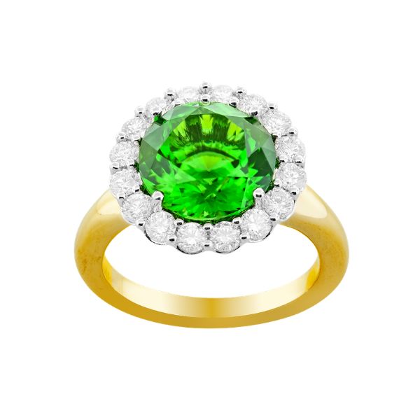 CHROME TOURMALINE AND DIAMOND RING