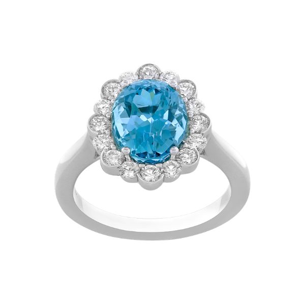 AQUA AND DIAMOND RING