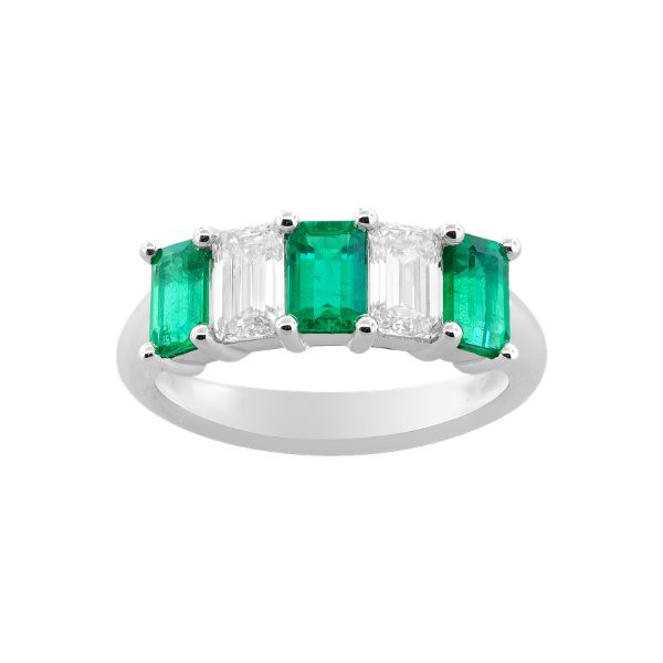 EMERALD AND DIAMOND 5-STONE BAND