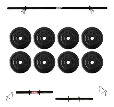 Kit 80 lb pesas, mancuernas, Ajustables + Barra + Discos
