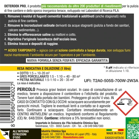 FILA- DETERDEK PRO 1/5L lavaggio fine cantiere