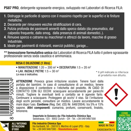 FILA- PS87 PRO 1/5 L detergente sgrassante