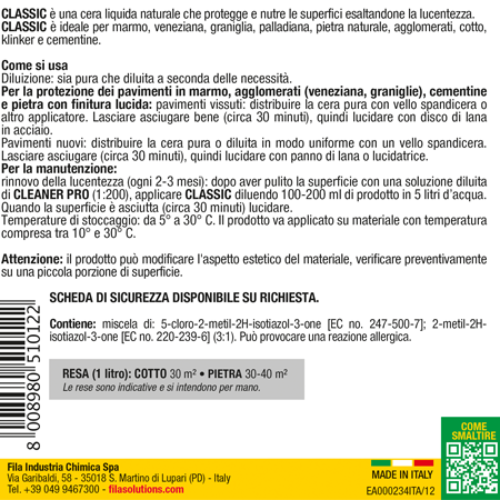 FILA- CLASSIC 1/5L eco cera liquida pietre/cotto