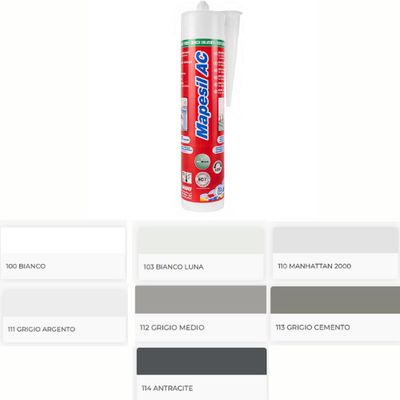 MAPEI- MAPESIL AC da n. 100 a n.114 silicone acetico puro MAPEI- MAPESIL AC da n. 100 a n.114 silicone acetico puro