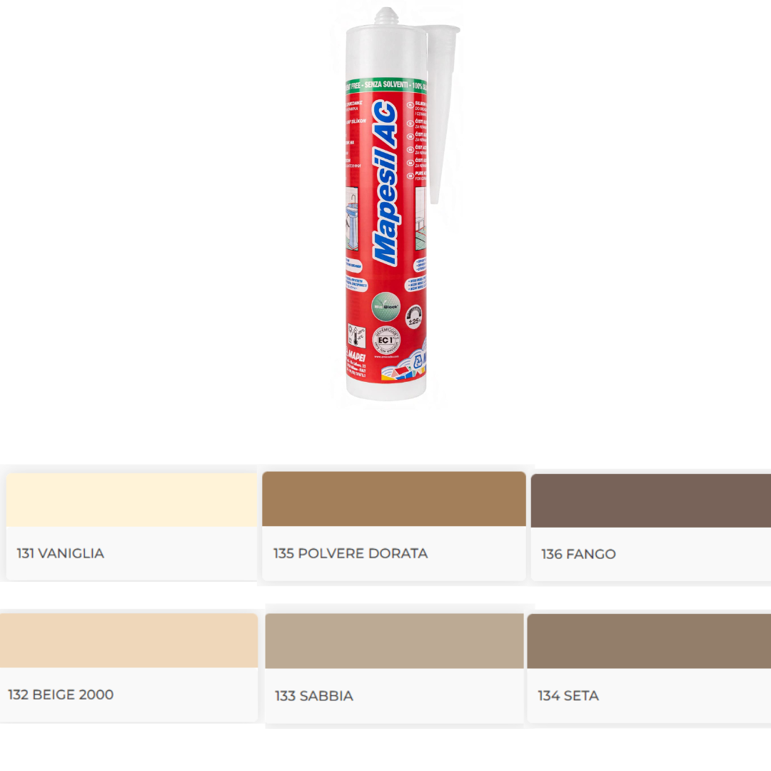 MAPEI- MAPESIL AC da n.131 a n.136 silicone acetico puro MAPEI- MAPESIL AC da n.131 a n.136 silicone acetico puro
