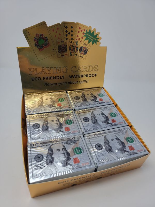 Silver 100 Dollar Bill Playing Cards (12 Pack)