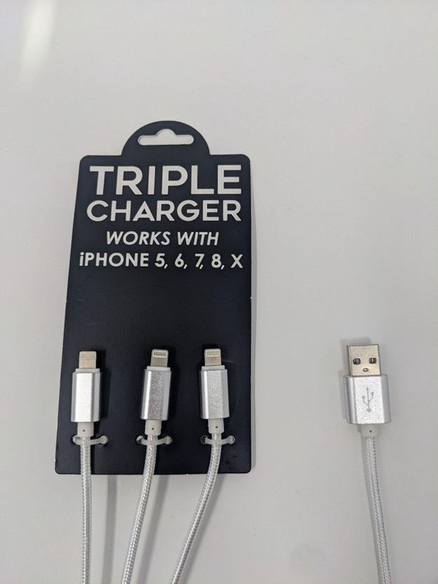 Triple Charger Cable White(4FT)(12Pack)