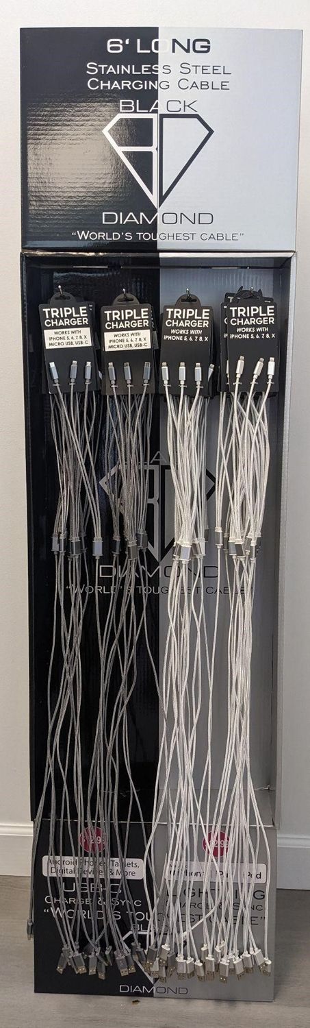 Triple Charger Cable Gray(4FT)(12 Pack)