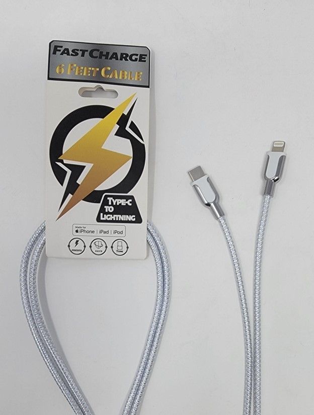 Fast Charger White Type C to Lightning Cable(6FT)(12 Pack)