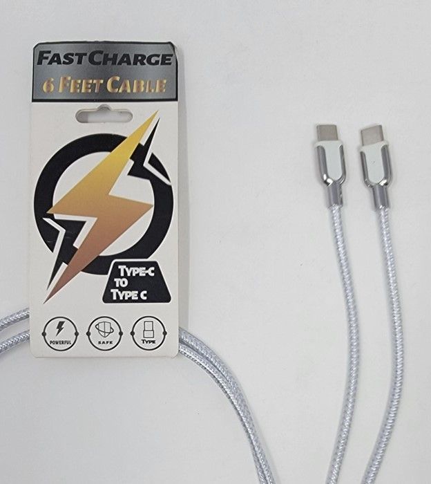 Fast Charger White Type C to Type C Cable(6FT) (12 Pack)
