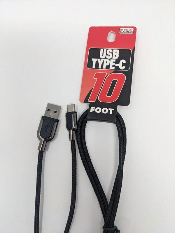 10 FOOT Fast Charger Black USB to Type C Cable(10FT)(12 Pack)