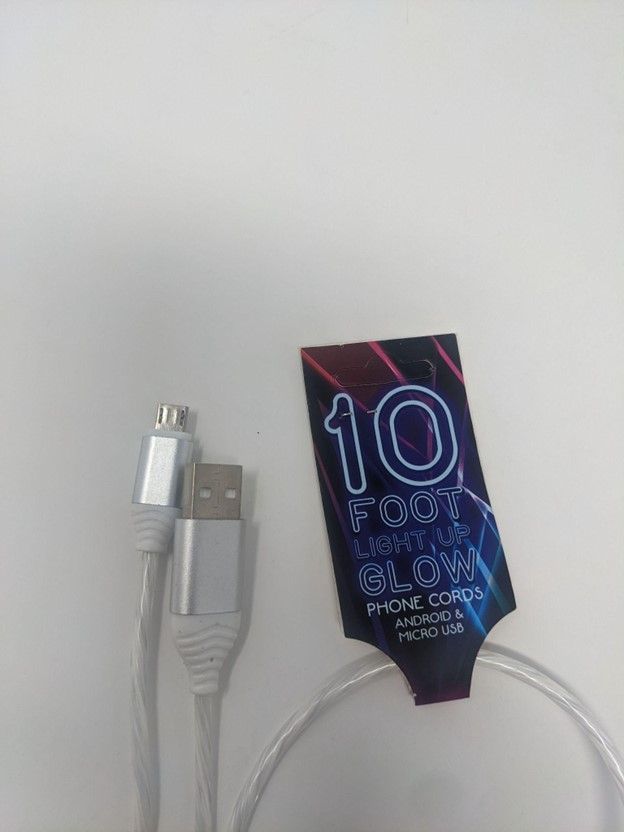 10 FOOT Light Up Glow White USB to Micro USB Cable(10FT) (12 Pack)