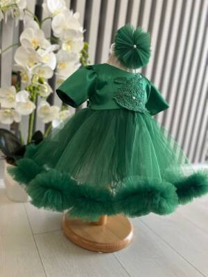 Vestido niña  manga larga rverde botella