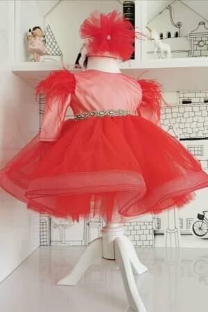 Vestido niña manga larga rojo