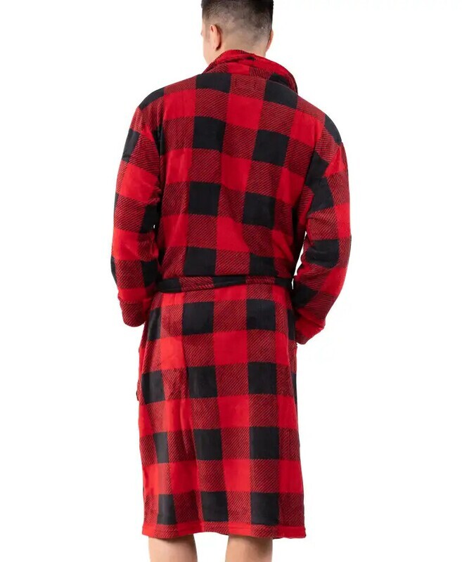 Red Plaid Men’s Bathrobe 