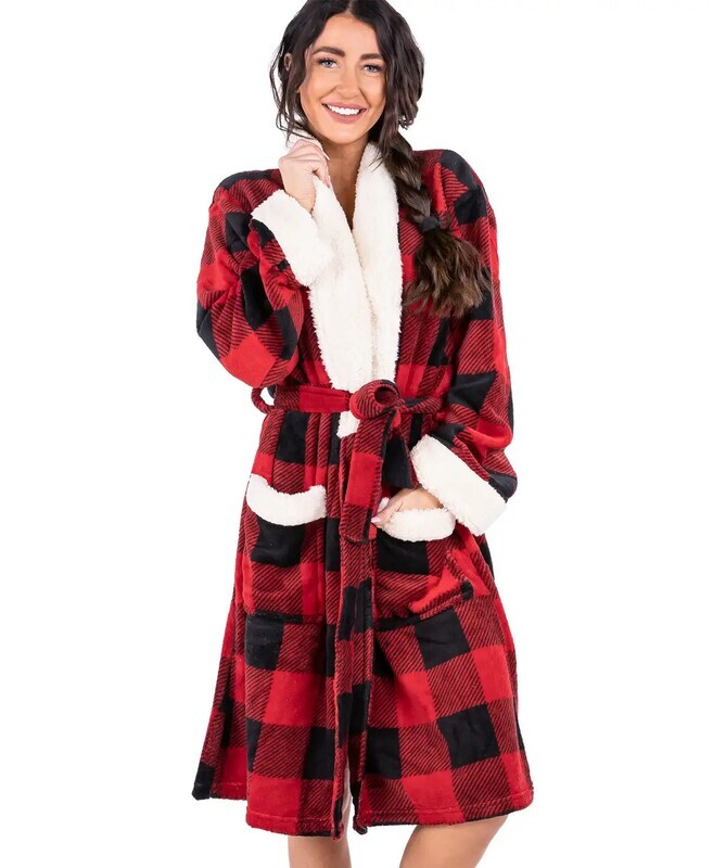 Moose Plaid Women’s Bathrobe