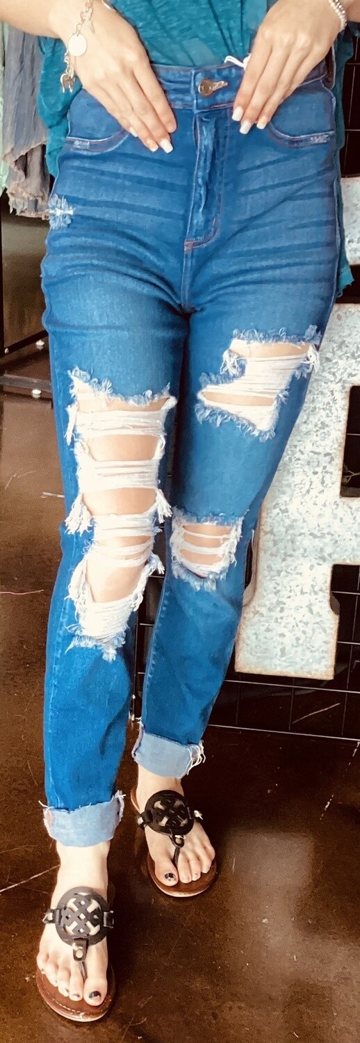 Heavy distressed skinny