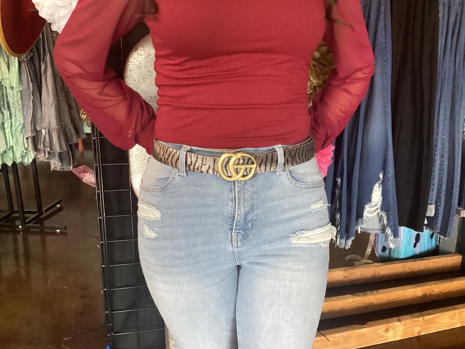 Belt Tiger Print Tan