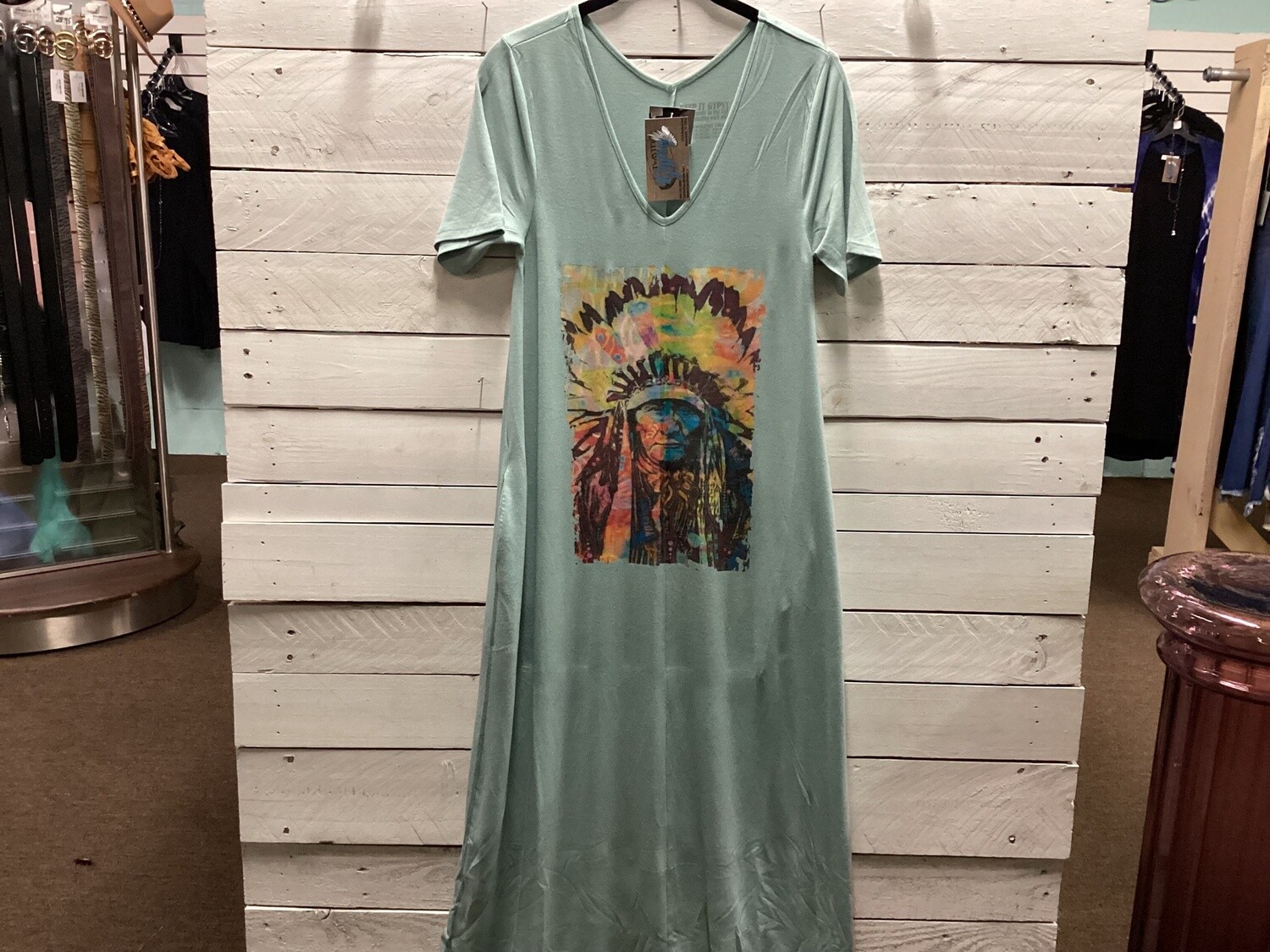 Sea Foam Green Long Maxi T-Shirt Dress