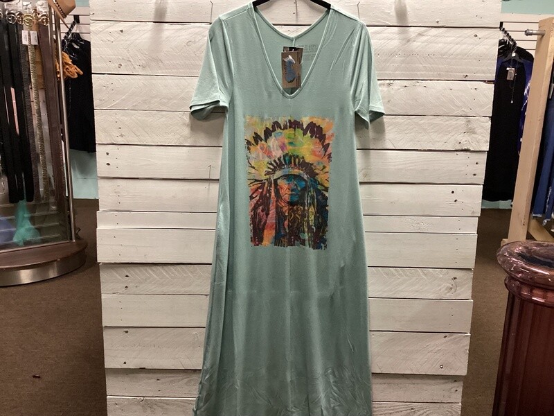 Sea Foam Green Long Maxi T-Shirt Dress
