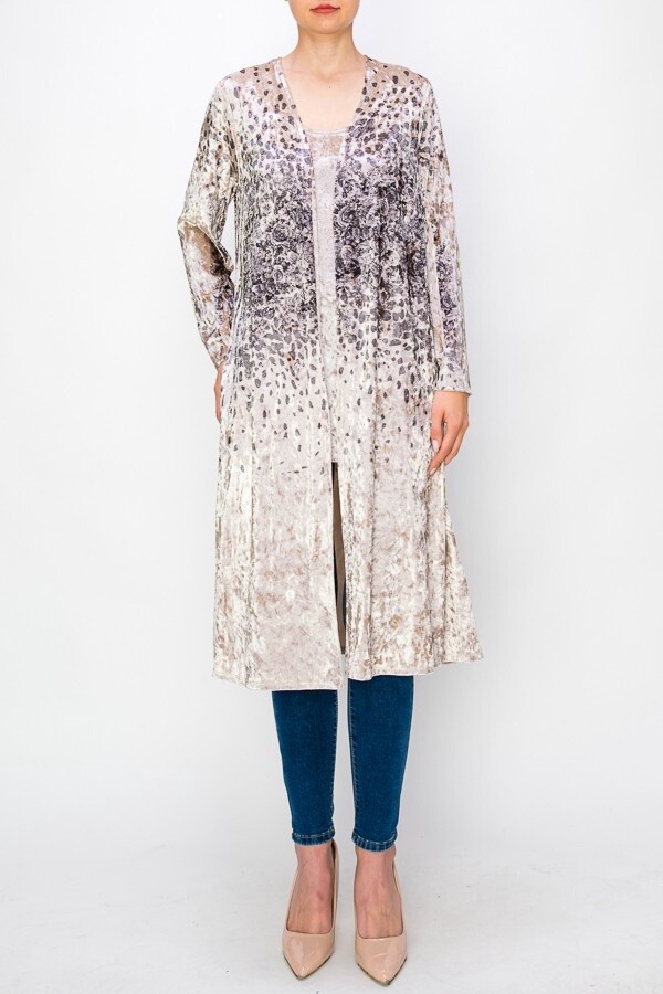 Long Velvet Duster Cardigan