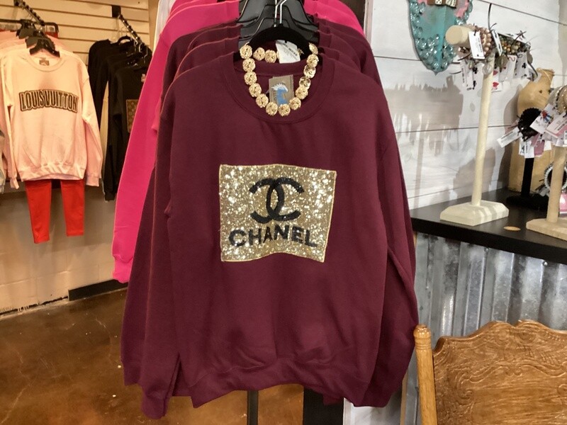 Burgendy SweatShirt with Channel Designs