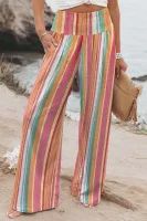 Multicolor Striped Smocked HighWaist Pants