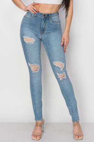High Waisted Stretchy Skinny Denim Jeans