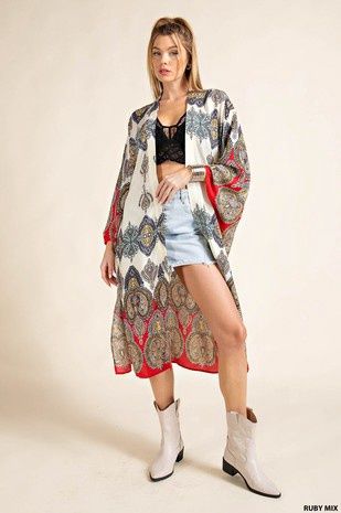 Kimono Sleeve Long Cardigan