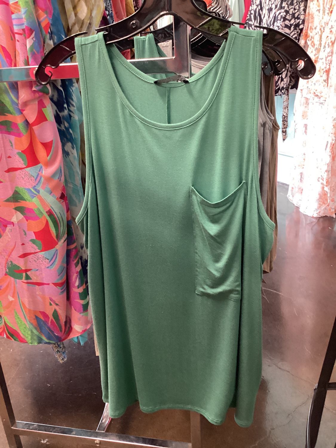 Dusty Green Tank With Pockets