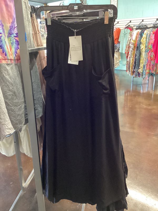 Smocking Waist Detailed Skirt With Pocket and Slit