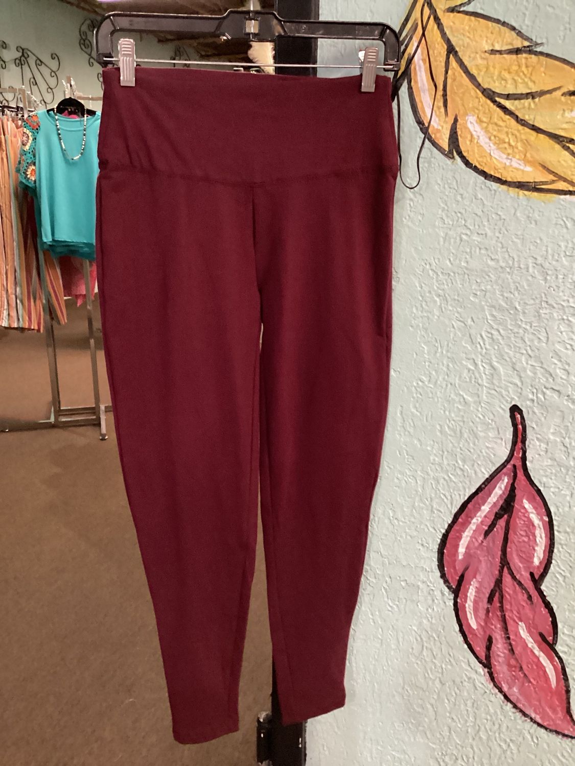 Premium Cotton Wide Full Leggings Dk. Burgundy