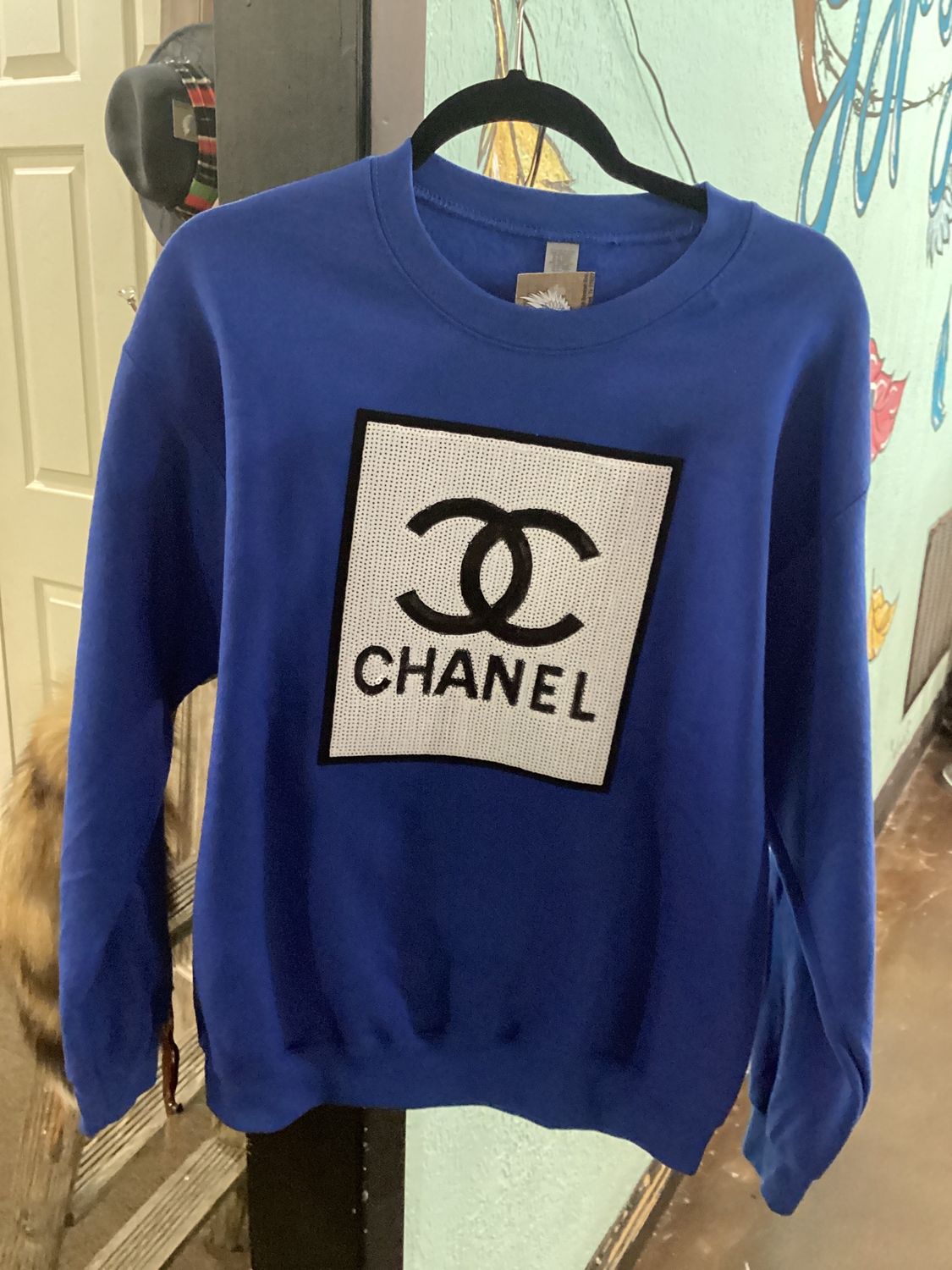 Royal Blue Channel SweatShirt with White Black