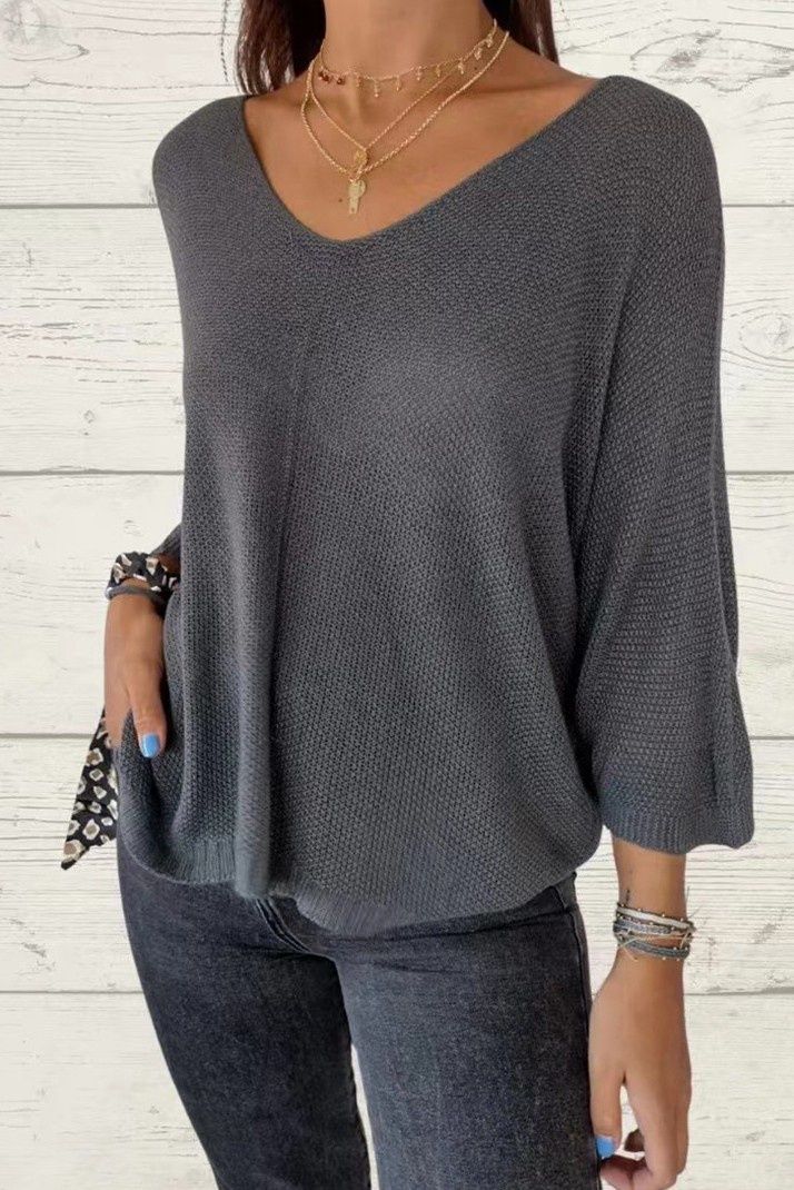 Big-V-Neck Loose Sweater