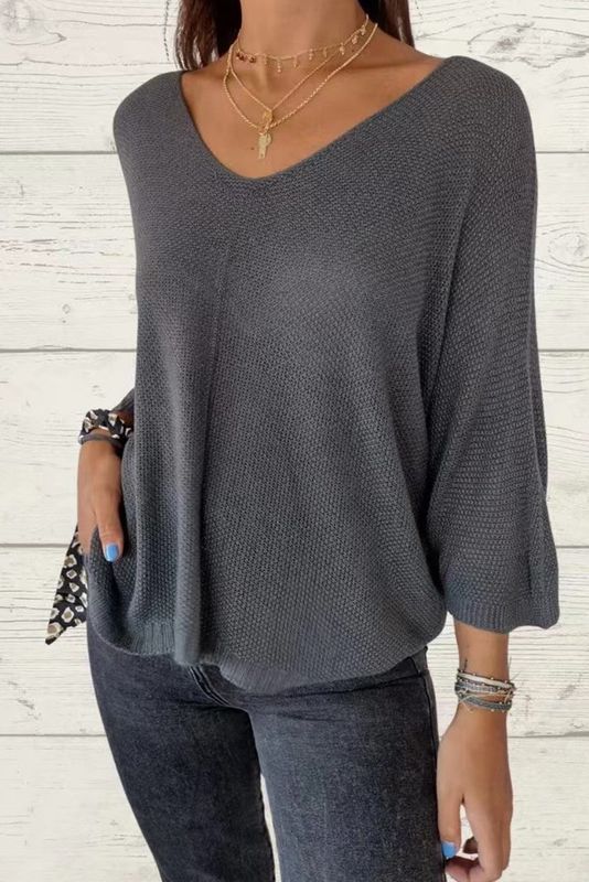 Big-V-Neck Loose Sweater