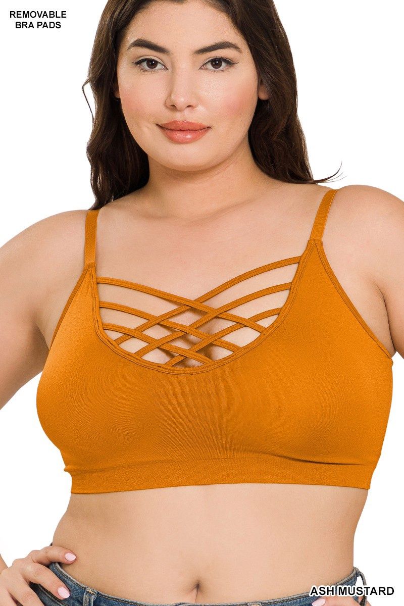 Plus Front V Bralette Ash Mustard