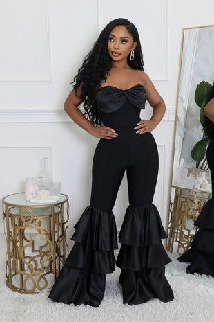 Stretch Bandage Jumpsuit With Wideleg