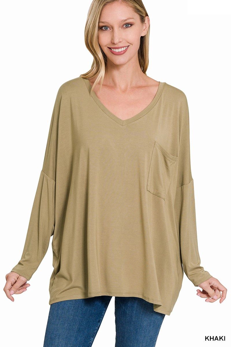 Luxe Rayon Oversized Front Pocket Top