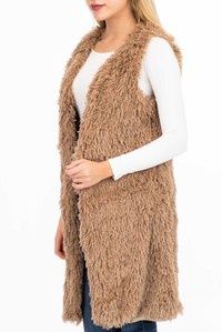 Long Vest Extra Brushed Vest Khaki