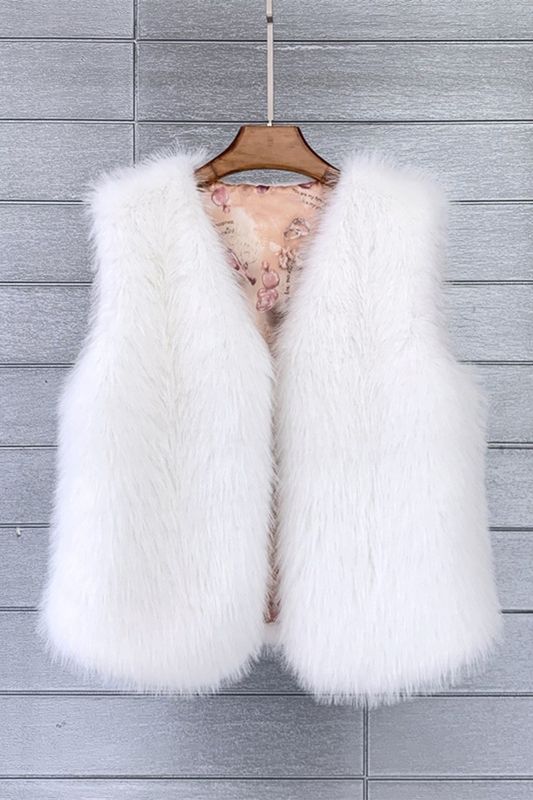 Plush Warm Faux Fur V Neck Fluffy Vest