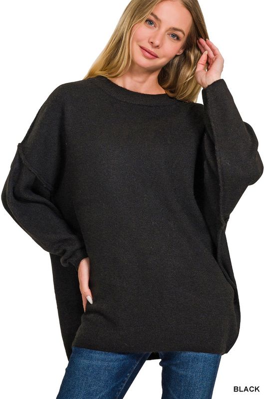 Brushed Melange Drop Shoulder Sweater