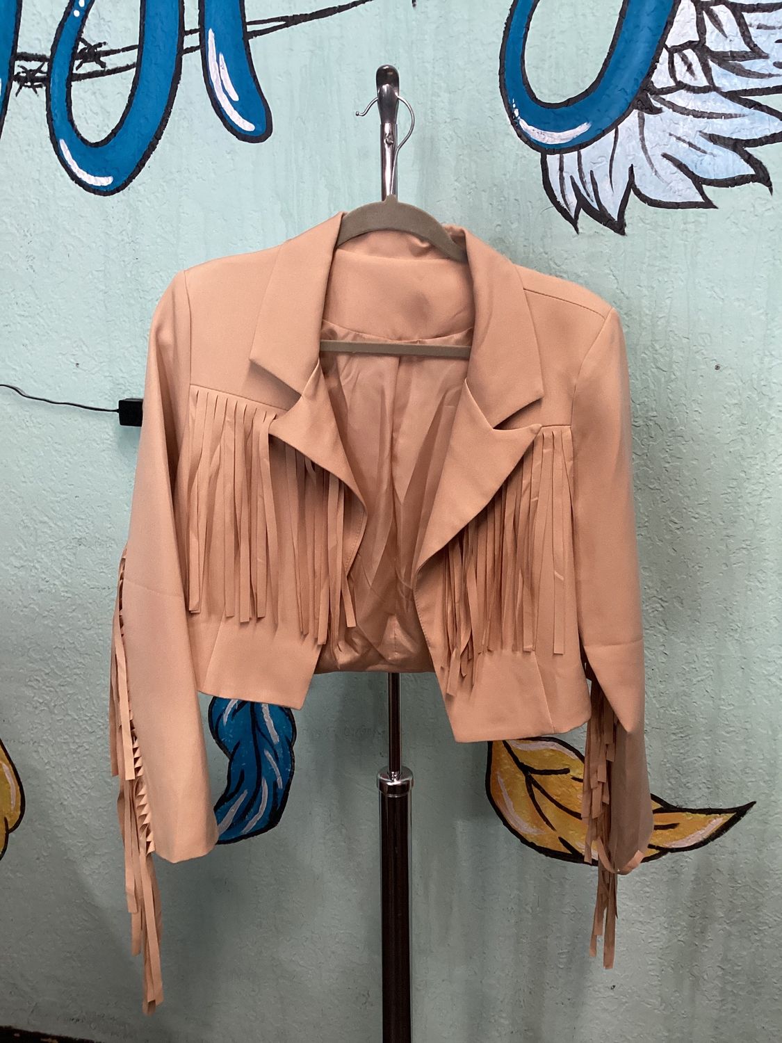 Fringe Trim Open Front Jacket